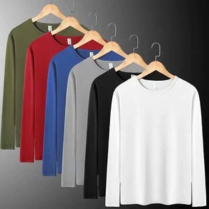 T-shirt de fitness élégant pour hommes nouvelle mode 100% respirant en coton tricoté à manches longues et col rond surdimensionné avec sérigraphie en soie - Product Image 2