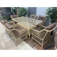 Aspendos Modern kahverengi Rattan balkon bahçe masa sandalye seti PE malzeme açık yemek için alüminyum çerçeve ile oteller teraslar