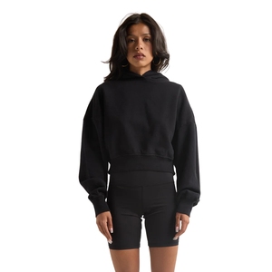 Sweat à capuche surdimensionné personnalisé haut court femmes femmes pull à capuche sweat décontracté hiver tricoté surdimensionné court - Product Image 1