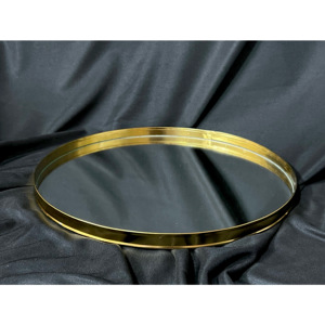 Juegos de bandejas de espejo de lujo simples para decoración del hogar para servir de almacenamiento de exhibición-Bandejas de metal/vidrio chapadas en oro Formas personalizables - Product Image 4