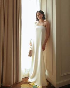 Bretelles fines MAXI sans manches encolure carrée motif solide robe de maternité en soie décontracté longueur au sol robe longue d'invité de mariage - Product Image 6