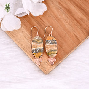 Pendientes de Piedra Preciosa de Jaspe Abejorro, Novedad, Pendientes Colgantes de Latón Chapado en Oro Rosa, Joyería de Regalo para Mujer - Product Image 2