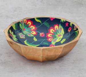 Bol de service à salade en bois imprimé de haute qualité fait à la main avec un motif unique pour la maison et le bureau au prix de gros - Product Image 4