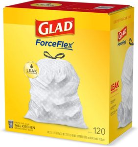 ถุงขยะ Glad Trash Bags แบบมีเชือกผูก สำหรับครัว ขนาด 13 แกลลอน สีขาว สำหรับถังขยะในครัว ไม่มีกลิ่น จำนวน 120 ใบ - Product Image 2