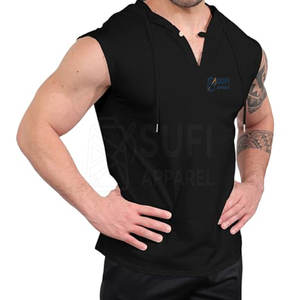 Outdoor Use Fashion Wear <b>Men's</b> <b>Sleeveless</b> Hooded Solid Color Hoodie Casual Autumn Use Customizable Design Cotton Blend - Product Image 2