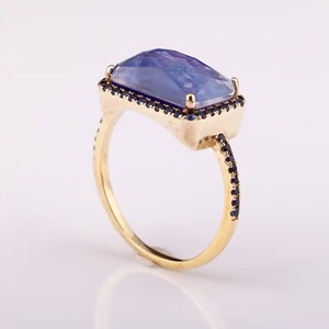 Hoja de nácar natural con lapislázuli y zafiro Anillo de piedras preciosas de plata 925 de 14K Anillo delicado de alta calidad al mejor precio 925 - Product Image 3