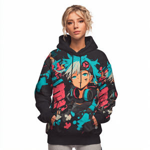 Sudadera con Capucha de Invierno OEM para Mujer, Estilo Holgado, Estampado Urbano, Logotipo Frontal, Felpa, Sudadera Deportiva Sublimada - Product Image 3