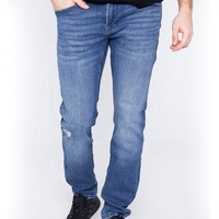 Jeans en denim bleu et noir brodés, coupe droite, style streetwear, pour hommes, qualité supérieure, vente en gros 2024, extensibles, effet délavé, ODM