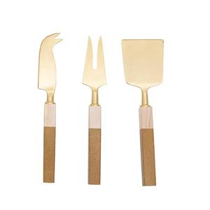 Juego de herramientas de rebanador y esparcidor de queso de acero inoxidable con mango cuadrado grueso de cerámica chapado en oro mate pulido de Color de grado alimenticio - Product Image 4