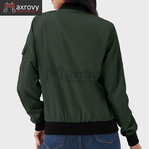 Casual <b>Lightweight</b> Canvas <b>Bomber</b> <b>Jacket</b> for <b>Women</b> Zip-up Windbreaker Outerwear with Pockets Comfortable Short Coat - Product Image 3
