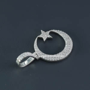 Colgante Clásico con Diamantes Cultivados en Laboratorio, Corte Redondo, Claridad VVS, Oro Blanco de 14 Quilates, Diseño Personalizado de Última Moda - Product Image 3