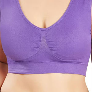 2025 nouveauté solide violet couleur extensible sport soutien-gorge pour femmes personnaliser tissu u-cou séchage rapide femmes Fitness soutien-gorge - Product Image 3