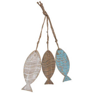 งานตกแต่งผนังงานฝีมือรูปปลาทำจากไม้ - Product Image 1