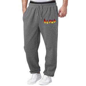 Jogging en denim surdimensionné à ourlet ouvert personnalisé, jambe droite, décontracté, imprimé, taille élastique, coupe régulière, jogging pour homme, pantalon pour homme - Product Image 1