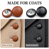 Kancing Jahit Bulat Berlapis Kulit PU Klasik Hitam Putih untuk Bantal Sofa, Mantel, Jaket, Aksesoris Pakaian