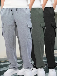 Pantalones de trabajo para hombre, pantalones Cargo elásticos con cordón en la cintura, múltiples bolsillos utilitarios, tela de alta elasticidad, gimnasio, oficina, todos los días - Product Image 3