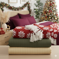 Parure de couette moderne jetable en fibre de bambou 100% rayée blanche et verte pour les fêtes, taille King, 3 pièces, ultra douce, effet neige