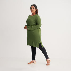 Blusa holgada de manga larga con cuello redondo para verano, Camisa larga para mujer, 2023 - Product Image 3