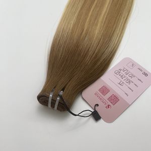 Qualité de luxe 100% Remy Top Virgin Extension vietnamienne 20 pouces droite 20/27 + 60 Balayage trame couleur Machine frisée 1B Raw - Product Image 4