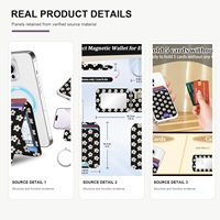 Portefeuille magnétique en cuir PU pour téléphone, support de téléphone, miroir, 2 emplacements pour cartes, compatible MagSafe, portable, fleurs personnalisées