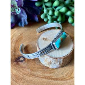 Rick Enriquez Kingman Turquoise & Sterling <b>Silver</b> Fashion <b>Cuff</b> <b>Bracelet</b> - Product Image 3