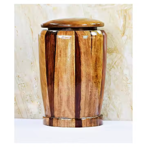 Urnas de madera extravagantes para mascotas, forma cilíndrica, diseño de grietas, urnas de madera para cremación para mascotas, hechas a mano, respetuosas con el medio ambiente, urna de madera para mascotas con Mango - Product Image 6