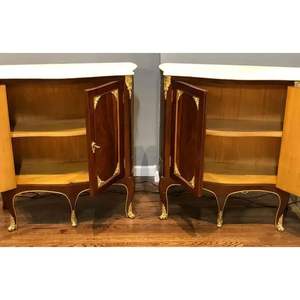 French Style Mahogany <b>Bedside</b> <b>Cabinets</b> Gilt Bronze Embellishments Marble Tops Exquisite Handmade Luxurious Nightstand Bedroom - Product Image 3