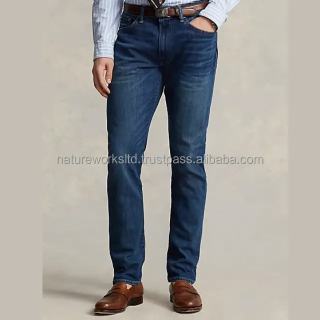 Celana Jeans pria lurus pinggang tinggi, pakaian Denim 100%, celana Jeans pria ukuran besar santai bersirkulasi udara