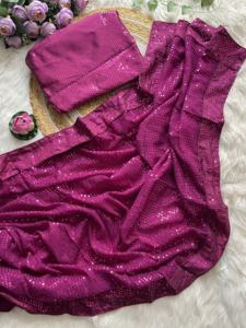 สินค้ามาใหม่ล่าสุดดูสง่างามพิเศษ georgette กับ Saree ปักเลื่อมจากซัพพลายเออร์ surat - Product Image 5