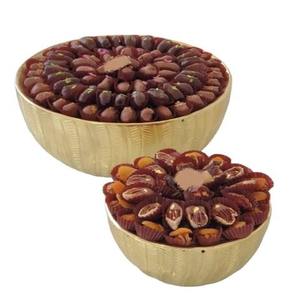 Lot de 2 bols de service à chocolat en métal doré Table ronde de qualité exclusive Dates décoratives ou autres bols de service à bonbons - Product Image 1