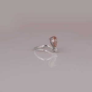 Pink Pear and Round Cut Custom 18KT <b>Solid</b> White Gold Engagement Ring Lab Grown Diamond Gold Plated and Certified Ring - Product Image 6