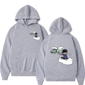 Sudadera con Capucha para Hombre, 300GSM, Lavado Ácido, 100% Algodón, Felpa, Hombros Caídos, Estilo Urbano, Invierno, Impresión Digital, Secado Rápido, Transpirable - Product Image 4