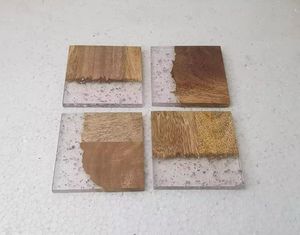 Posavasos de madera Coastes de té con estampado blanco para el hogar, Hotel, restaurante, vajilla, uso de mesa, posavasos, accesorios de cocina - Product Image 6