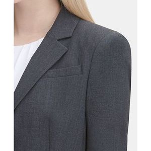 เสื้อเบลเซอร์ผู้หญิงสองกระดุม Calvin Klein สีเทา ผ้าขนสัตว์ ไซส์ 12 ลายพิมพ์ ตกแต่งลายปัก ดีไซน์หรูหรา สไตล์กางเกงสูท - Product Image 2