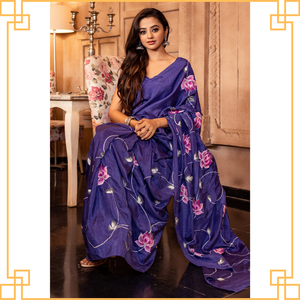 Calidad de exportación señoras niñas elegante Georgette algodón Sari cómodo usable para Bodas de fiesta diseño impreso llamativo - Product Image 2