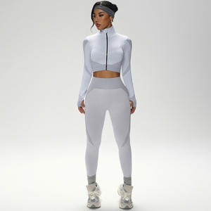 Ensemble de fitness pour femmes Yoga Running Vêtements de sport haut de gamme OEM Personnalisé Vente en gros Leggings de yoga à taille élastique - Product Image 4