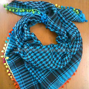 ARAFAT 100% coton imprimé carré adulte écharpe Style européen saison d'été accessoire pompon Logo personnalisé châles traditionnels - Product Image 1