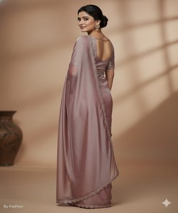 Sari moderne en soie GMY avec bordure en dentelle faite à la main, chemisier non cousu, tenue de fête festive, prix de gros, vêtement ethnique, multicolore - Product Image 2