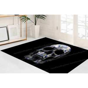 Tapis imprimé avec un motif de crâne : décoration d'intérieur unique, tapis fin non tissé - Product Image 4
