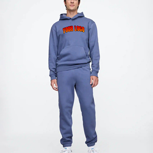 Survêtement pour homme surdimensionné avec logo imprimé en relief 3D personnalisé, sweats à capuche et pantalons de survêtement amples, poids lourd, 100% coton - Product Image 1