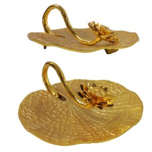 ที่ใส่กระดาษทิชชูทองเหลืองรูปดอกบัว - ที่ใส่กระดาษเช็ดปากสีทองสำหรับงานแต่งงาน ใช้ตกแต่งโต๊ะและอุปกรณ์เสริม - Product Image 3