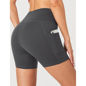 Womens High-Waisted Yoga Shorts Comfortable Stretchy Gym and Yoga <b>Leggings</b> with Custom Logo Solid <b>Pattern</b> OEM/ODM Available - Product Image 2