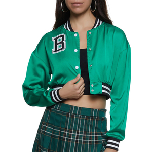 Chaqueta Universitaria Bomber de Satén de Alta Calidad para Hombre y Mujer, Primavera, Frente Completamente Personalizable, Chaquetas Cortas para Hombre - Product Image 1