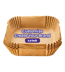 แผ่นรองหม้อทอดไร้น้ำมันสี่เหลี่ยมขนาด20ซม. กระดาษคราฟท์ออฟเซ็ตสำหรับใช้ในธุรกิจทำโลโก้ตามสั่ง50/100ชิ้น - Product Image 3