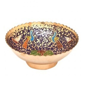 Bol à fruits rond en laiton fait à la main de haute qualité avec gravure de paon multicolore et fini polonais pour une utilisation en cuisine - Product Image 6