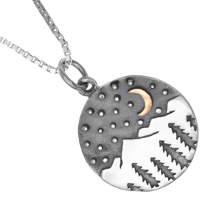 <span class=keywords><strong>Montagne</strong></span> e collana di <span class=keywords><strong>luna</strong></span> in bronzo gioielli di vendita calda delicato 316 L ciondolo in acciaio inossidabile con alberi di pino - Product Image 4