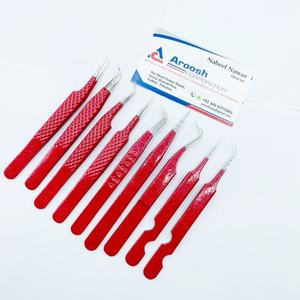 Wholesale Professional Eyelash Tweezers Set <b>Red</b> Color <b>Glitter</b> Diamond Heart Grip Custom Logo Sustainable Steel Fiber Tip Eyelash - Product Image 5