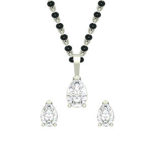 Ensemble de bijoux classiques et tendance en argent pur, Mangalsutra avec zircon taillé en poire, idéal pour les mariages, les fêtes et les fiançailles, cadeau parfait pour les épouses - Product Image 1
