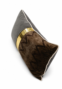 Funda de cojín decorativa negra de jacquard con patchwork y bordado, con cremallera - Product Image 4