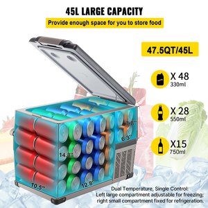 Réfrigérateur de voiture portable VEVOR 12V, 48 quarts (45L), congélateur à refroidissement rapide avec contrôle par application, -4F à 68F, 12/24V DC - Product Image 2